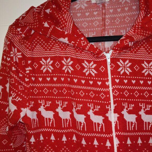 Forever 21 Women’s Red Moose Christmas One-Piece Pajamas Size Teen/Women - Picture 5 of 7